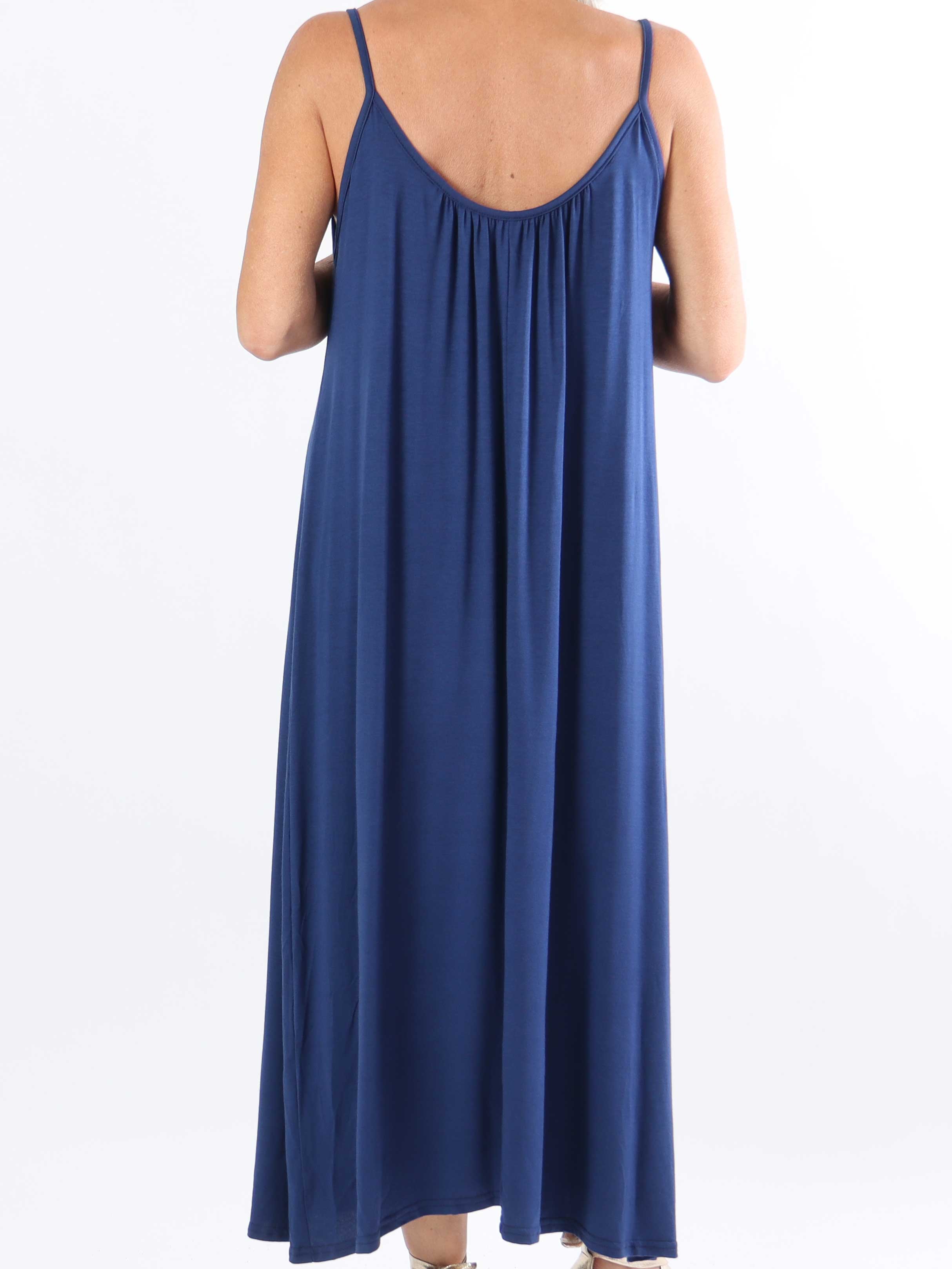 Olivia - Lang plus size stropkjole i viskose